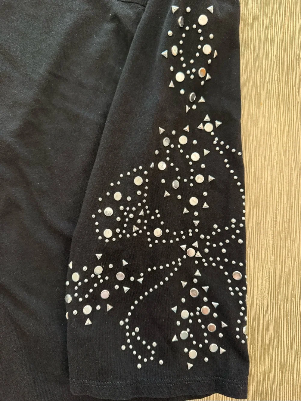 Michael Kors Black Studded Sleeve Top Embellished Womens large